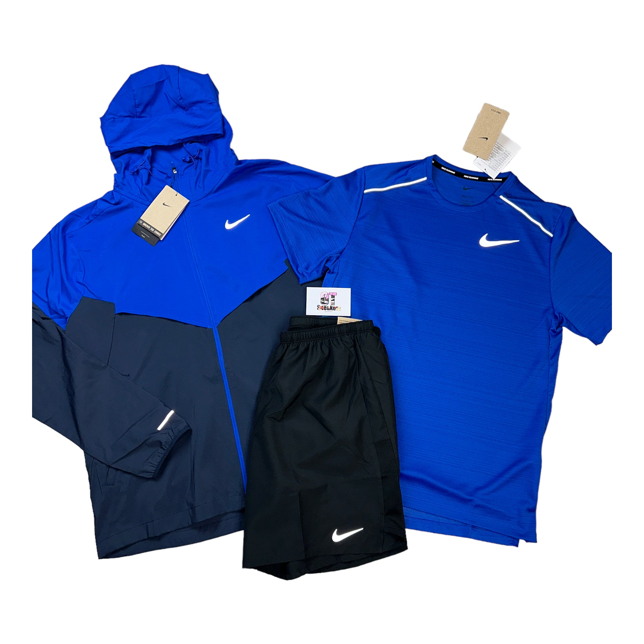 Royal Blue Miler 1.0/Windrunner & Black Shorts Set â OTSneakerz