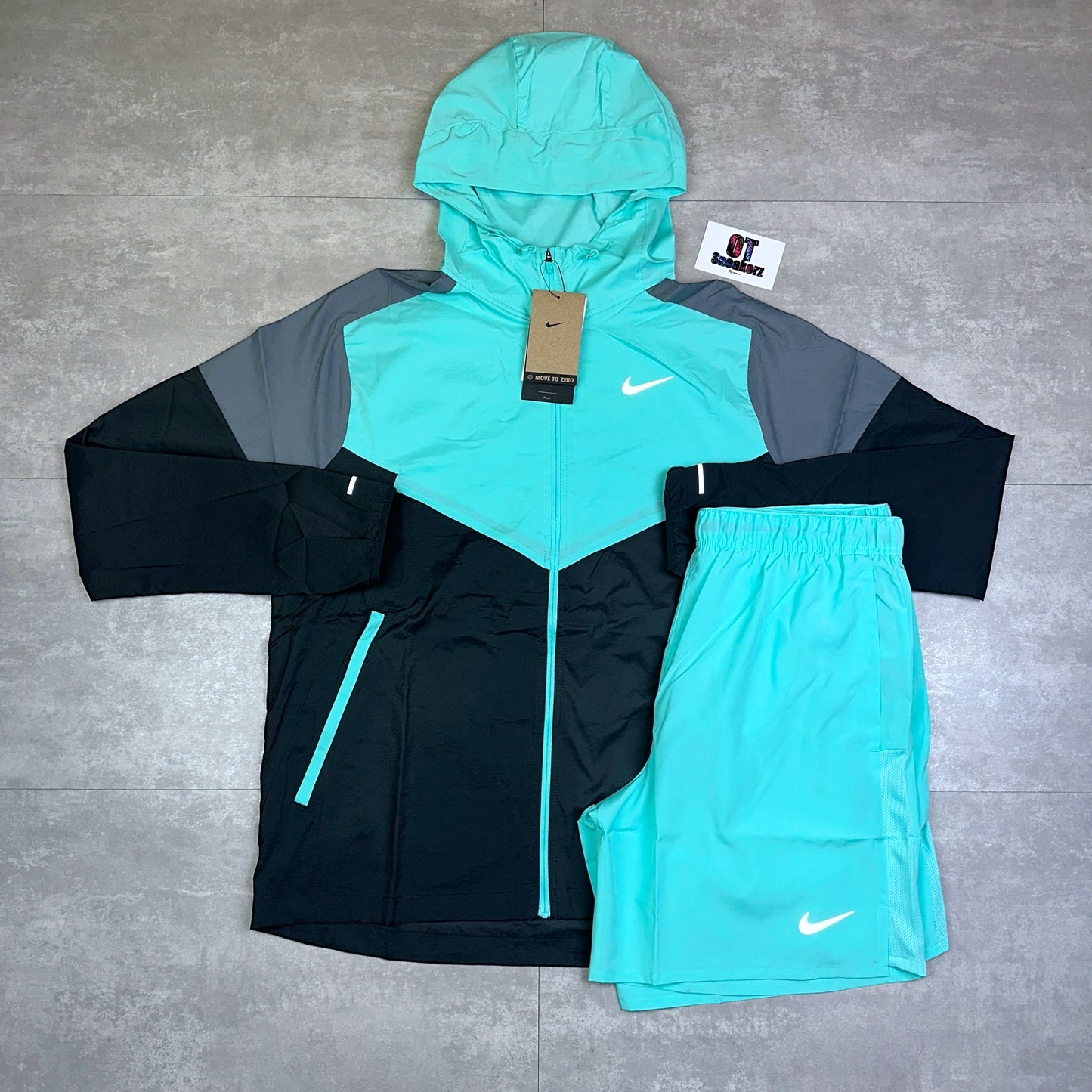 Nike Repel UV Windrunner Mint Grey Black & Mint Challenger Shorts