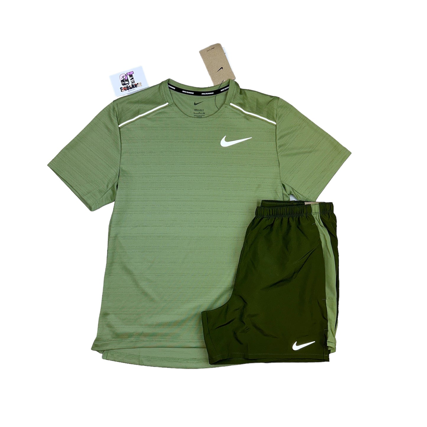 Nike Miler 1.0 Medium Olive & Challenger Shorts