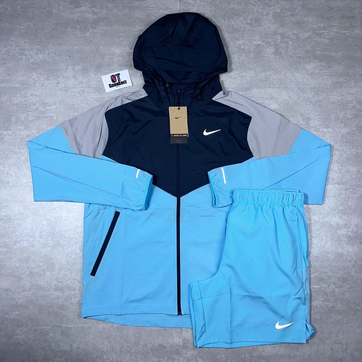 Nike UV Windrunner Aquarius Blue Navy Grey & Aquarius Blue Challenger Shorts