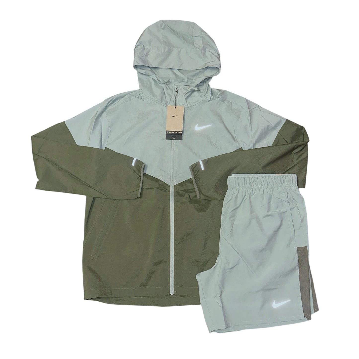 Nike Windrunner Medium Olive & Challenger Shorts Set