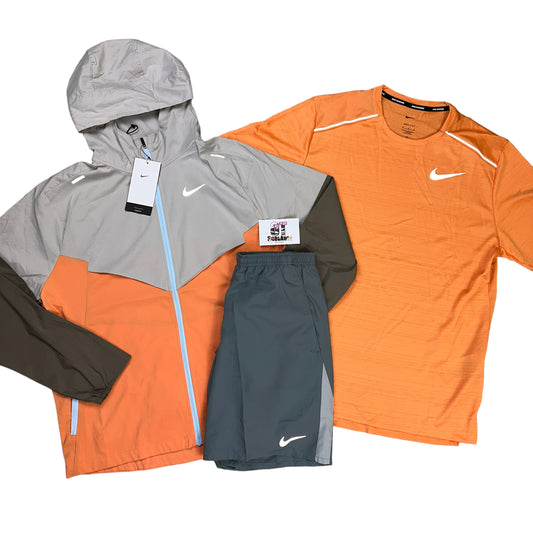 Orange Trance Miler/Windrunner & Smoke Grey Shorts Set