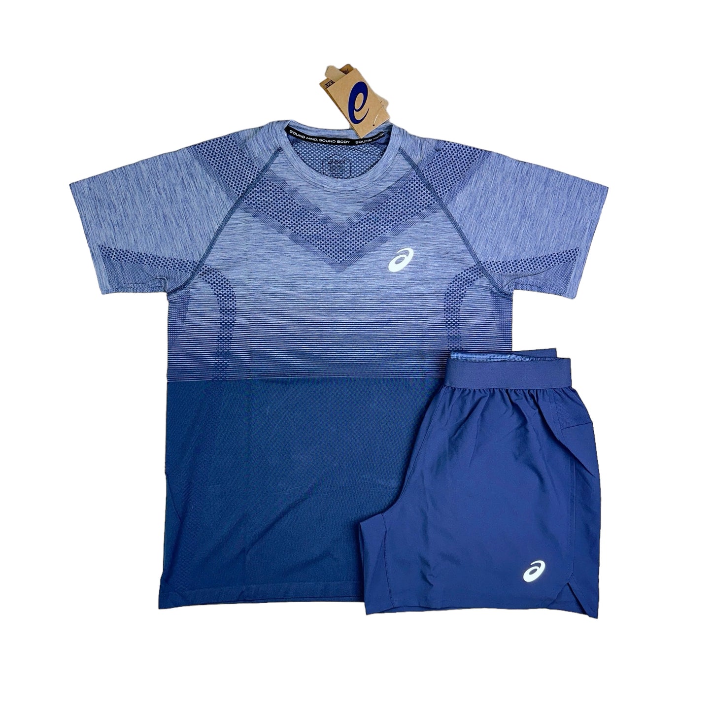 Asics Seamless T-Shirt Obsidian Blue  & 5” Shorts Set