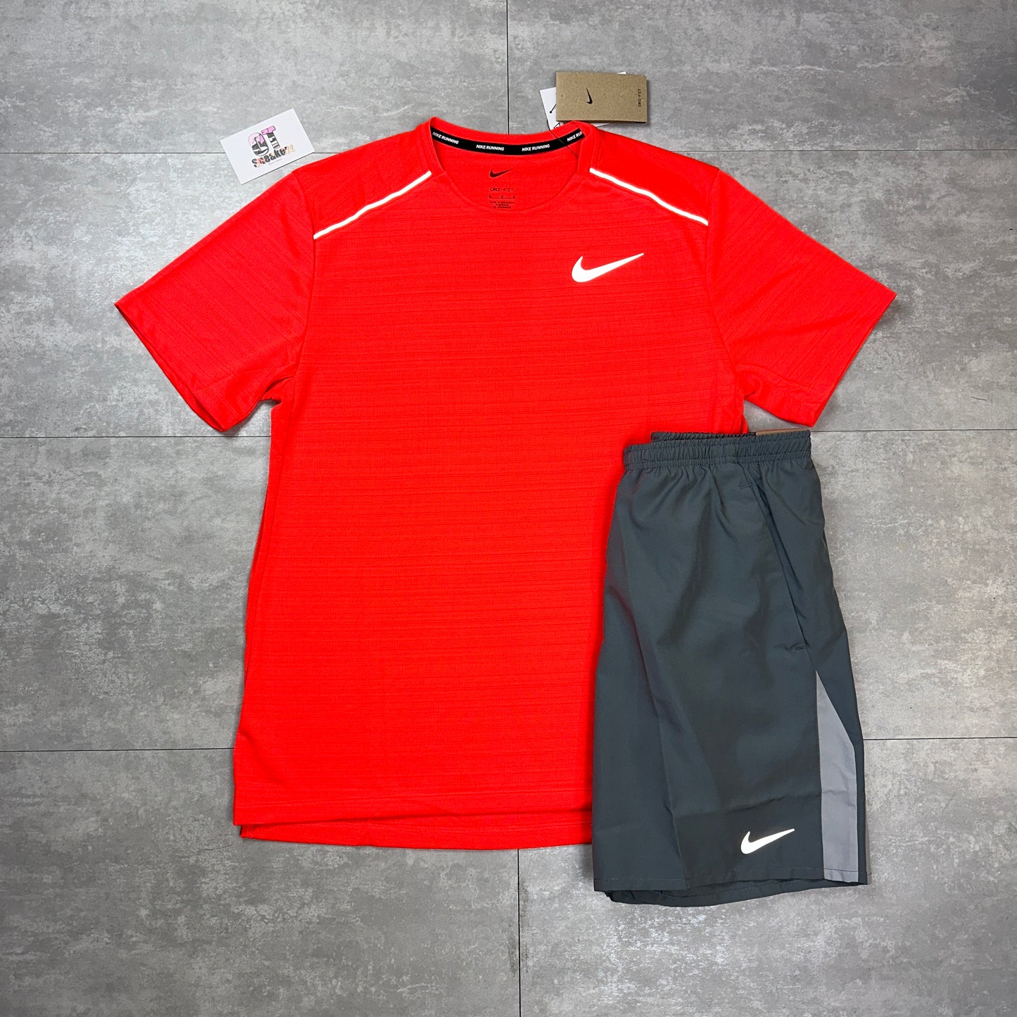 Nike Miler 1.0 Bright Crimson + Smoke Grey Shorts