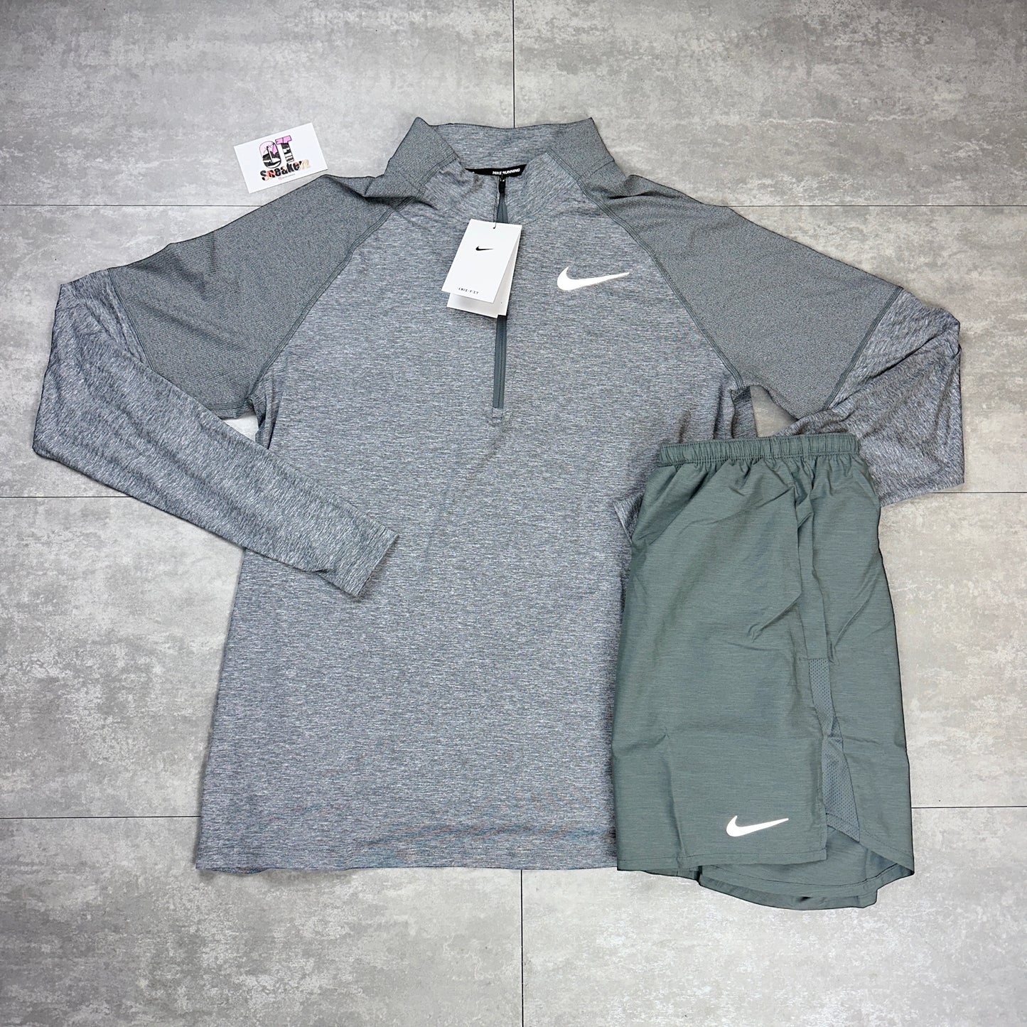 Nike 1/4 Zip & Shorts Grey Set