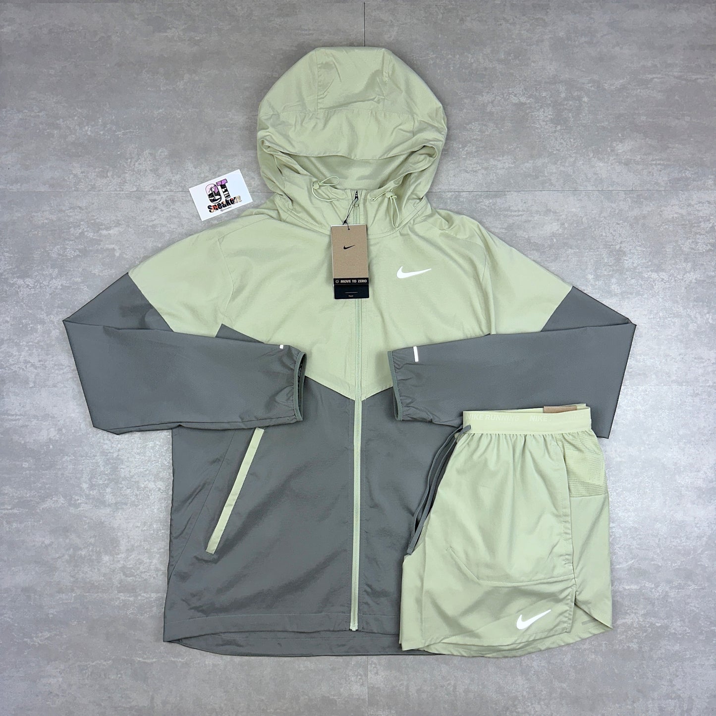 Nike Windrunner Olive Aura & Flex Stride Shorts Set