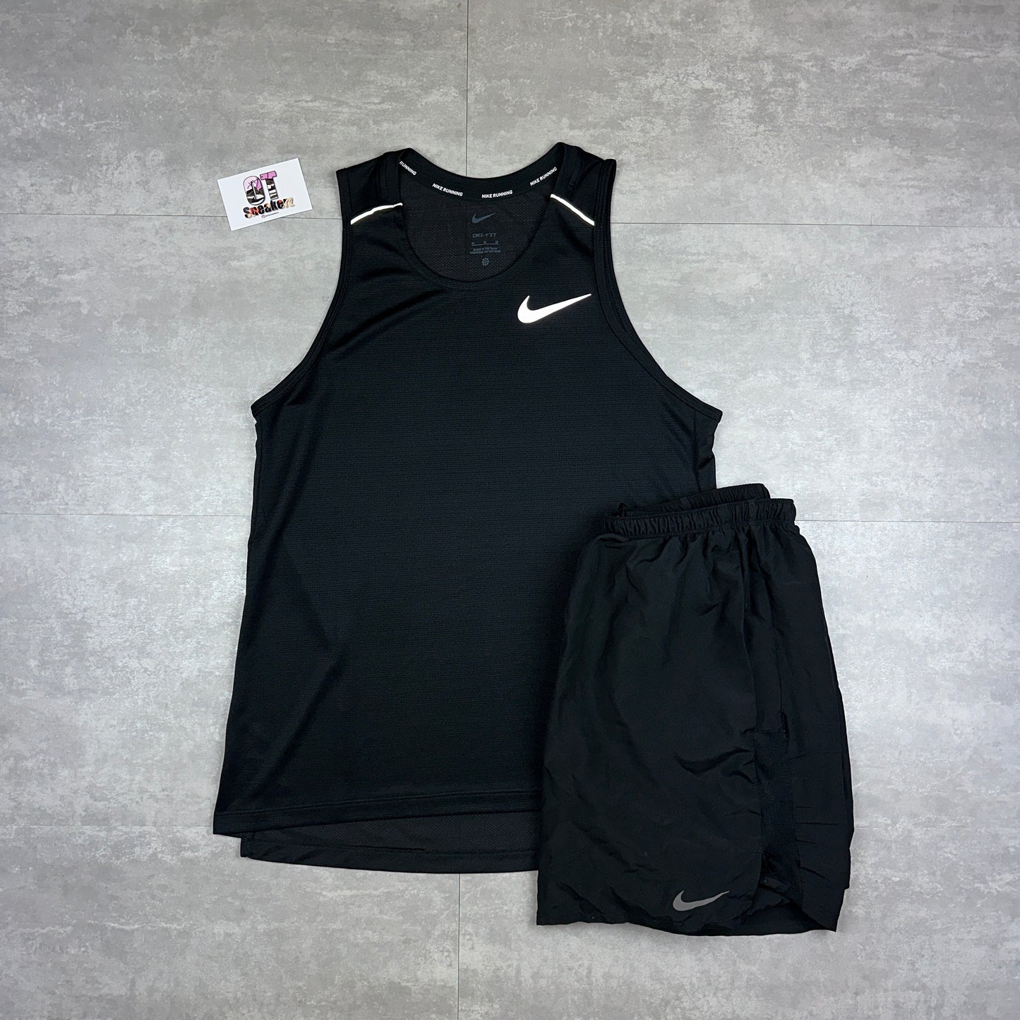 Nike Miler 1.0 Vest Black & Challenger Shorts Black