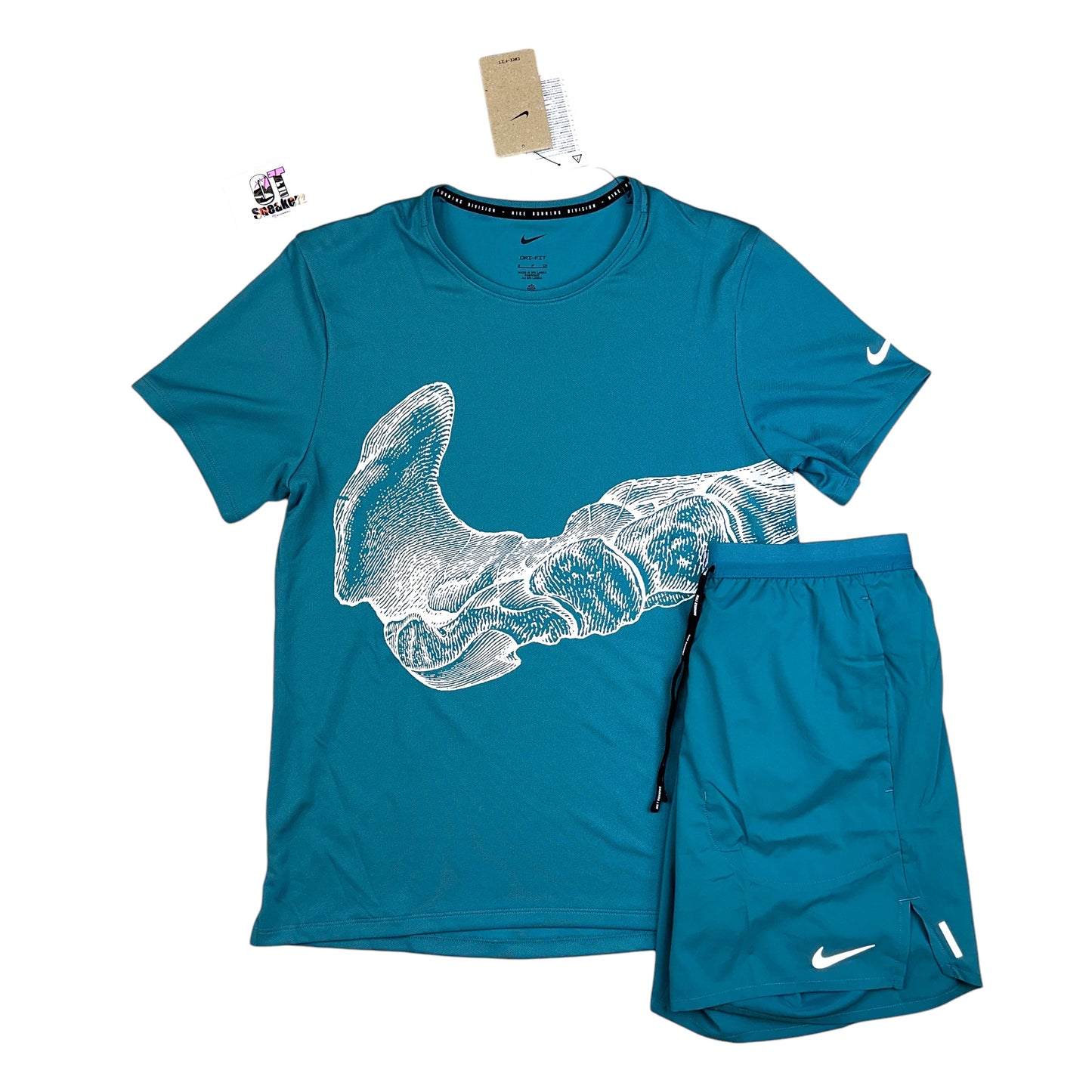 Nike Graphic Swoosh Teal T-Shirt & Short Set