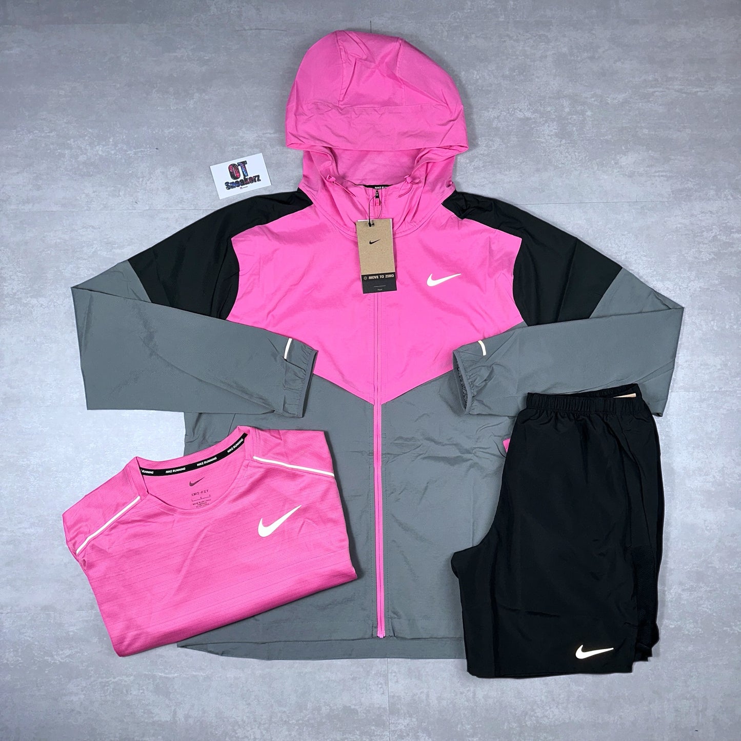 Nike UV Windrunner Playful Pink 3 Piece Set & Black Challenger Shorts