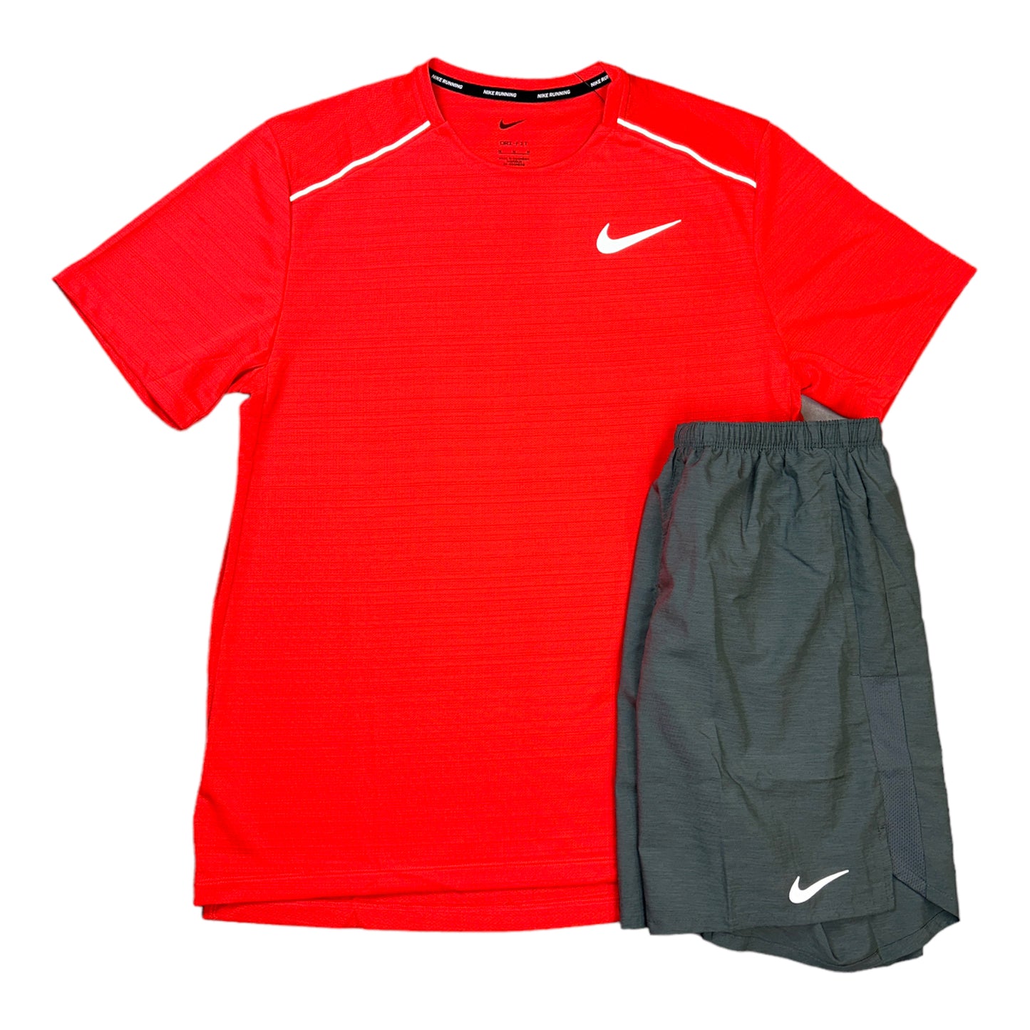 Bright Crimson Miler 1.0 & Grey Challenger Shorts Set