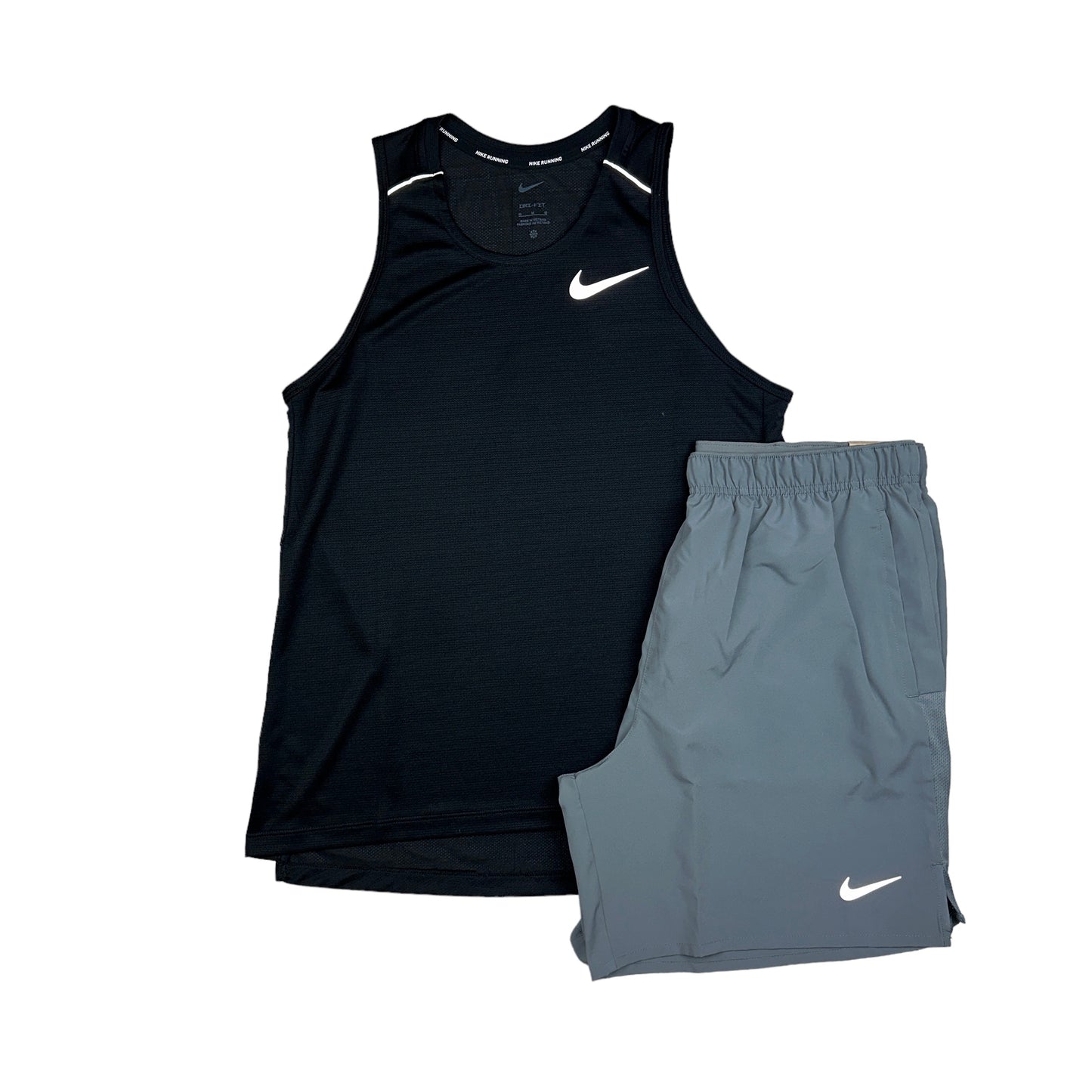 Nike Miler 1.0 Vest Black & Challenger Shorts 7” Smoke Grey