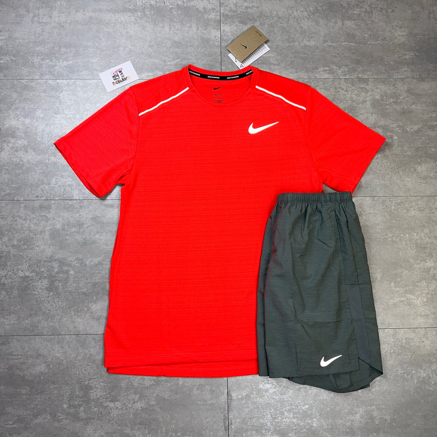 Bright Crimson Miler 1.0 & Grey Challenger Shorts Set