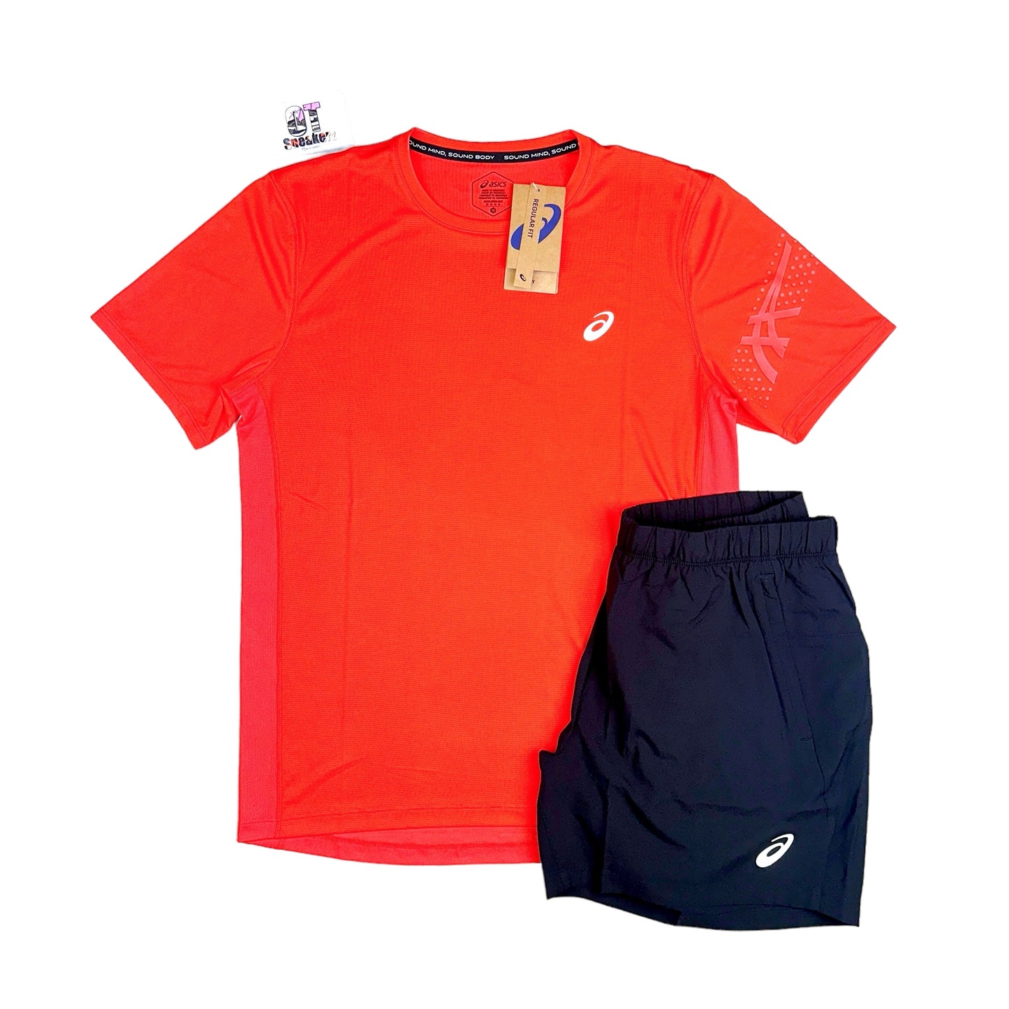 Asics Icon Crimson Red & Black Shorts Set