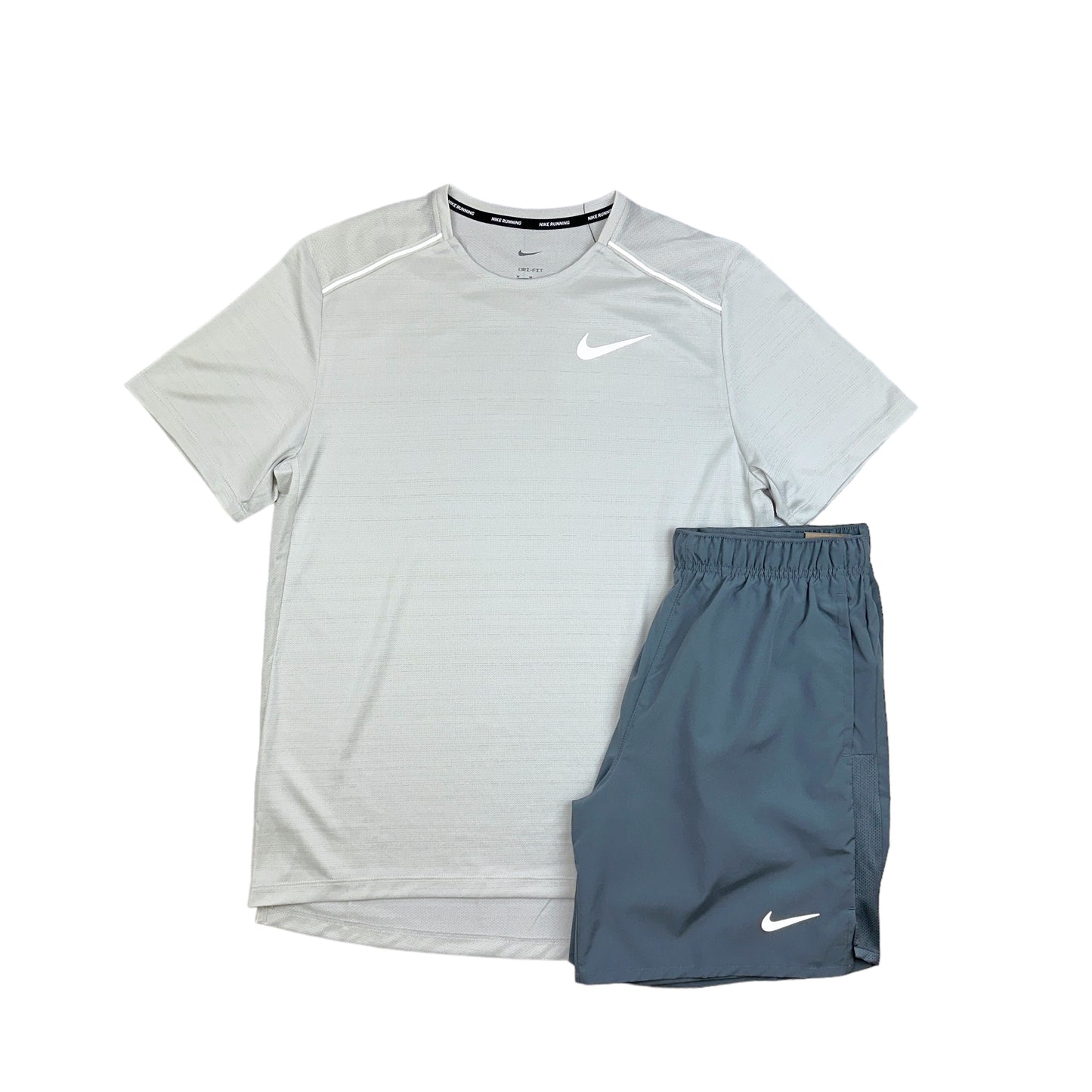 Nike Miler 1.0 Light Bone & 7” Challenger Shorts Smoke Grey