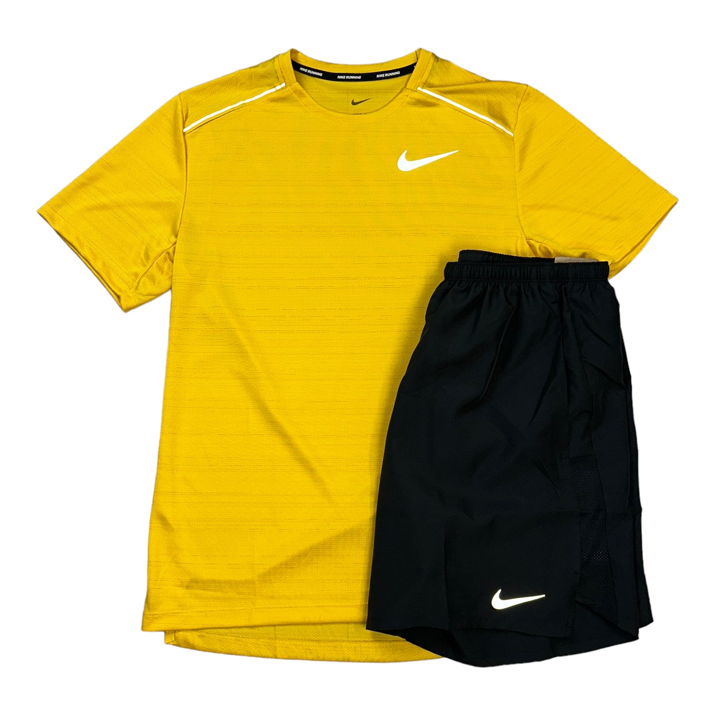 Nike Miler 1.0 Yellow Sulphar & Black Challenger Shorts Set