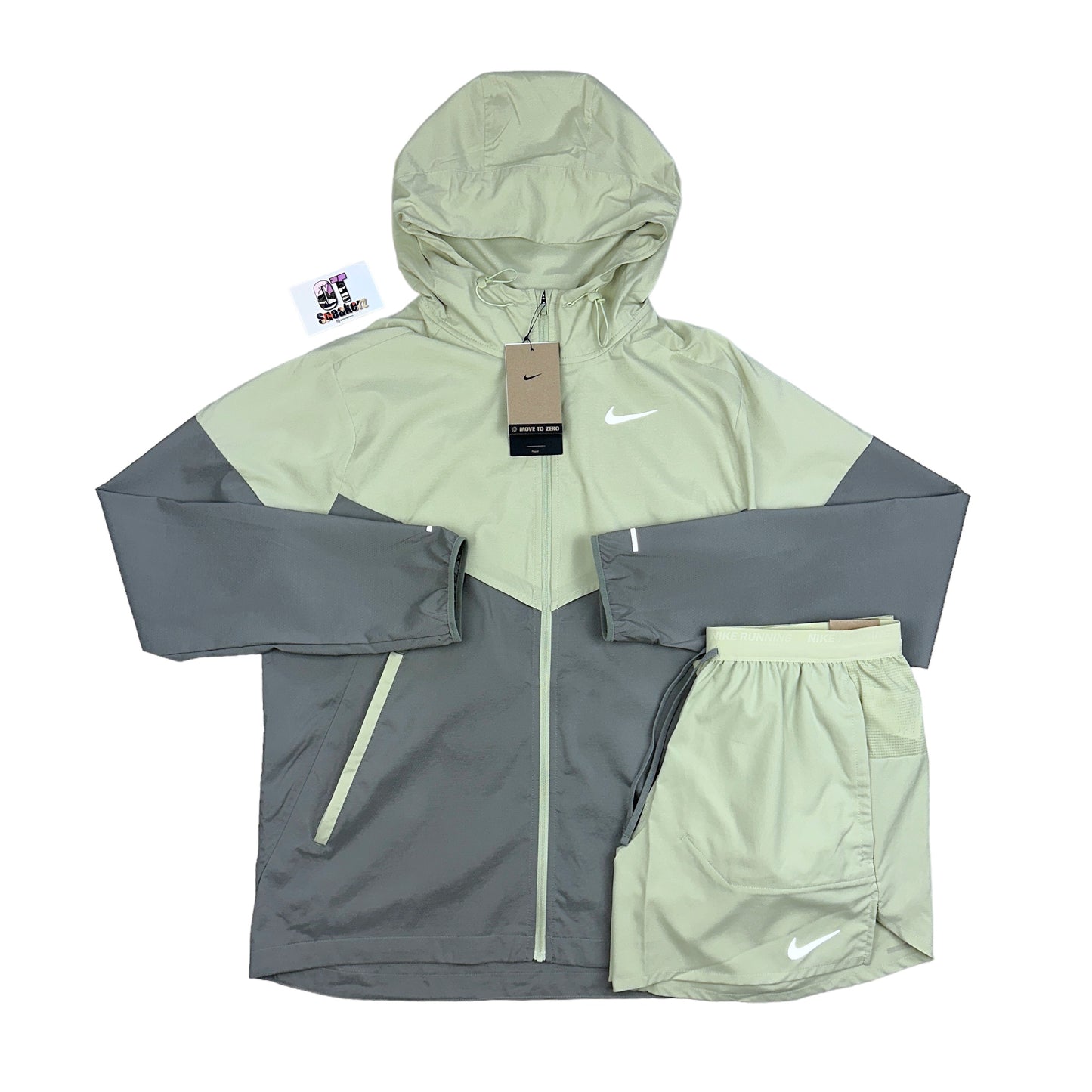 Nike Windrunner Olive Aura & Flex Stride Shorts Set