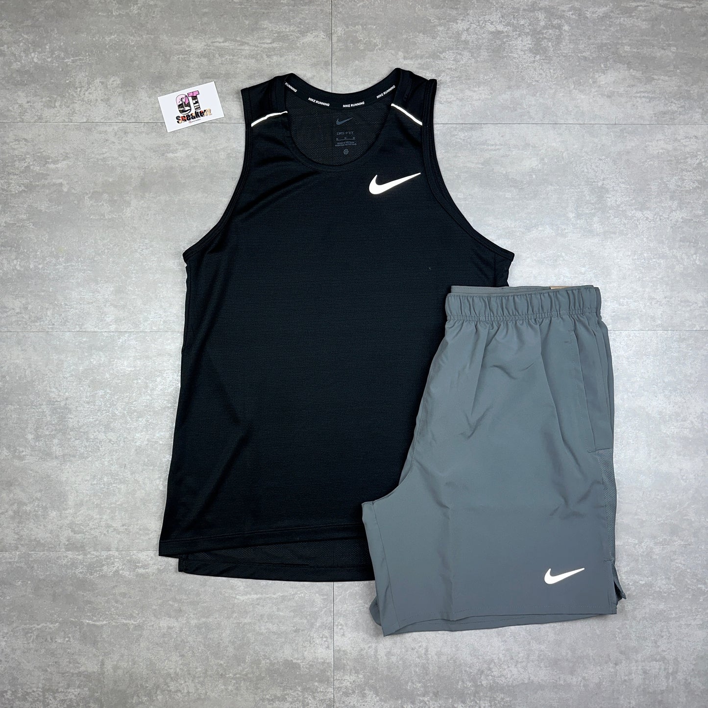 Nike Miler 1.0 Vest Black & Challenger Shorts 7” Smoke Grey