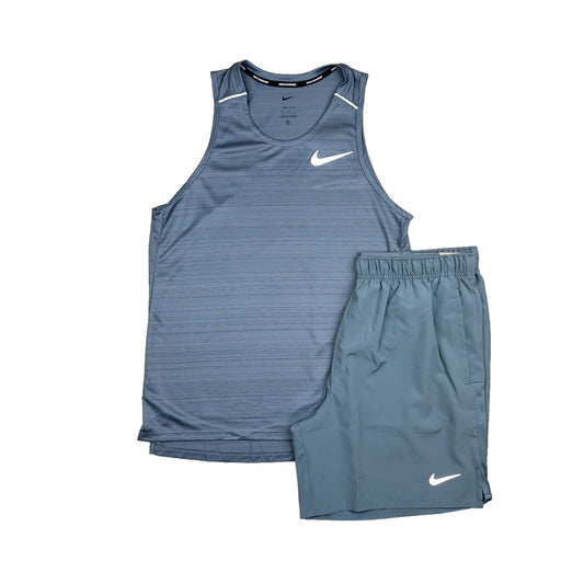 Nike Miler 1.0 Vest Grey & Challenger Shorts 7” Smoke Grey