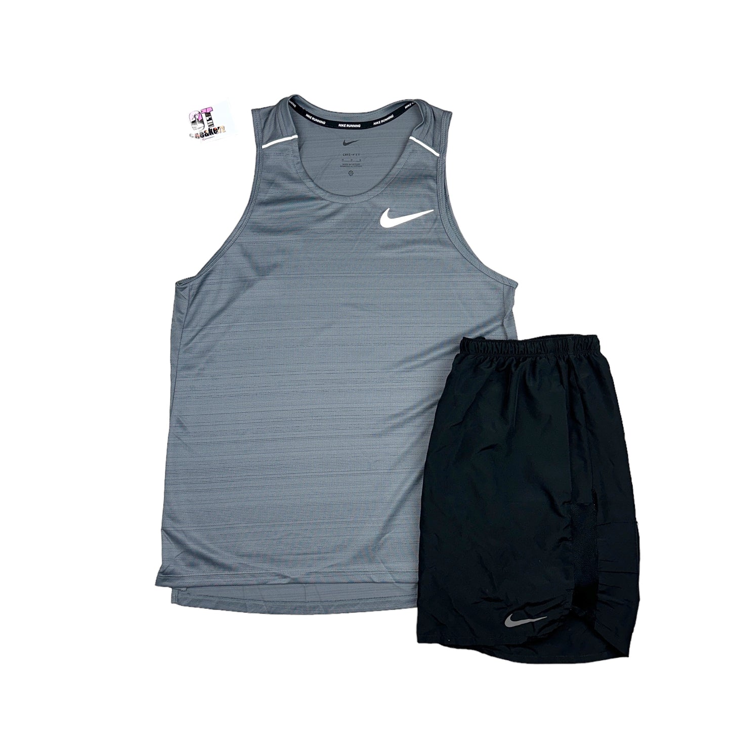 Nike Miler 1.0 Vest Grey & Challenger Shorts Black