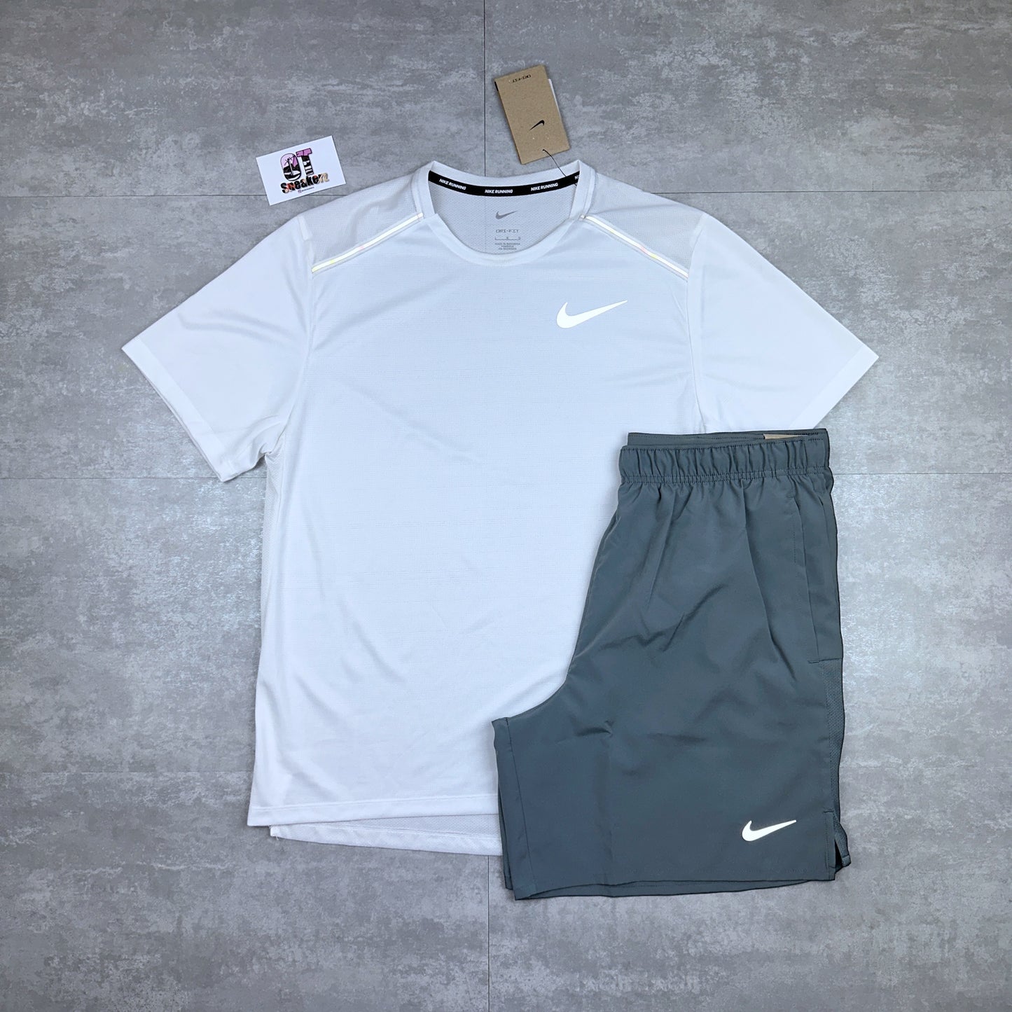 Nike Miler 1.0 Ice White & Smoke Grey 7” Challenger Shorts