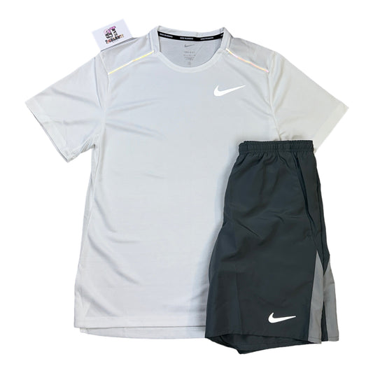 Nike Miler 1.0 Ice White & Nike Shorts Smoke Grey