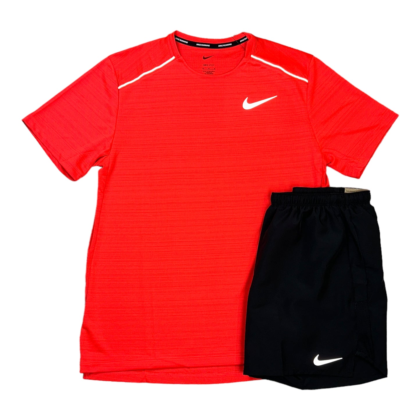 Nike Miler 1.0 Bright Crimson & Black Shorts Set