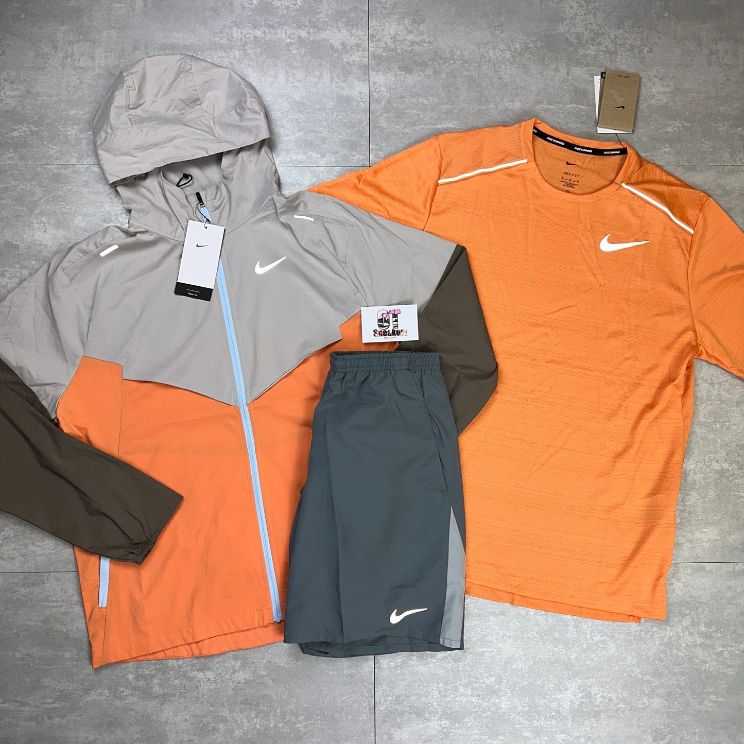 Orange Trance Miler/Windrunner & Smoke Grey Shorts Set