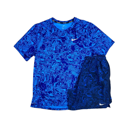 Nike Miler Digital Royal Blue T-shirt & Shorts Set