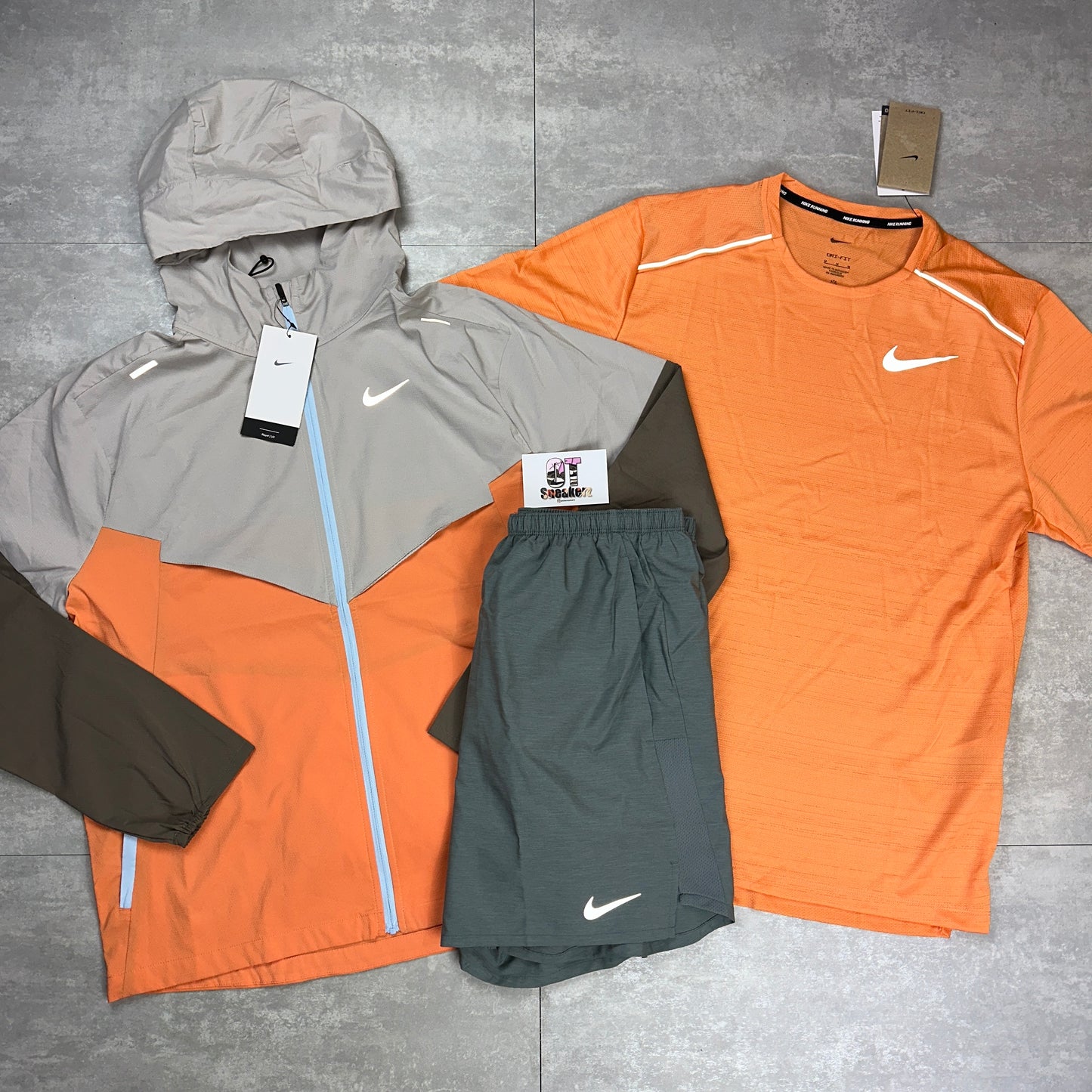 Orange Trance Miler/Windrunner & Dark Grey Shorts Set