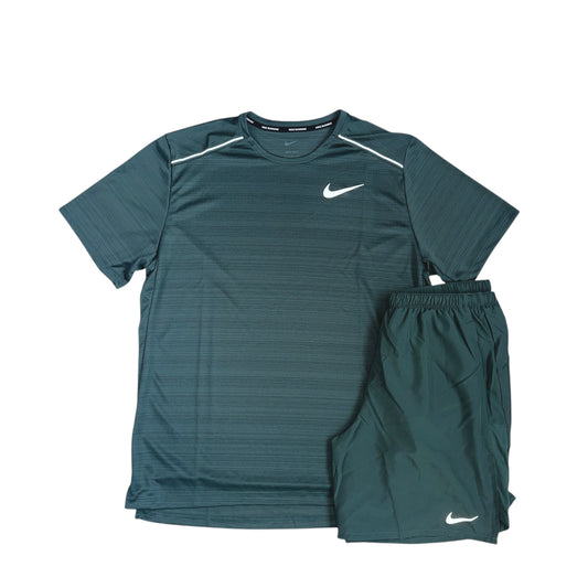 Nike Miler 1.0 Forest Green & Challenger Shorts Set